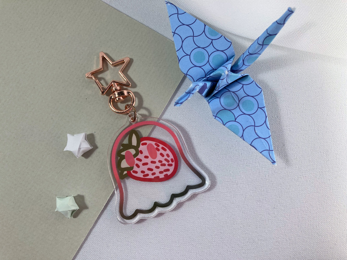 Strawberry Ghost Friend Acrylic Charm